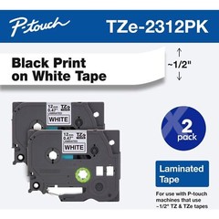 Genuine P-Touch TZe-231 2 Pack Tape TZE2312PK ½”0.47” x 26.2 ft. 8m 2 Count P…