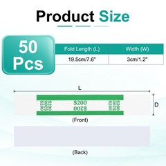 50Pcs Money Band 200 Dollar Money Bill Wrapper Self-Adhesive Bill Band Green
