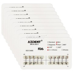AZDENT Dental Orthodontic Brackets Braces Mini/Standard Roth/MBT.022 Hook 3 4 5