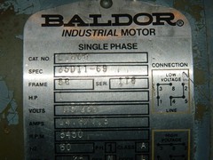 Baldor Industrial Motor Single Phase L1309 1HP 115/230 Volt 3450 RPM 5/8″ Shaft