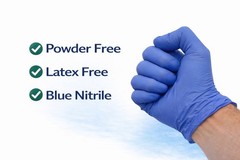 Cuff First Nitrile Exam Gloves Case 2000 Ct (16 x 125) Blue Latex-Free