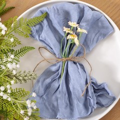 60pc Dusty Blue Cheesecloth Napkins, Washable, Winter Boho Rustic Gauze 21x21in