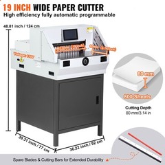 Electric Paper Cutter 19″ Cutting Width 3.14″ Thickness 7″ Touchscreen