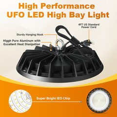 2 Pack 300W UFO Led High Bay Light Warehouse Commercial Industrial Factory 5000K