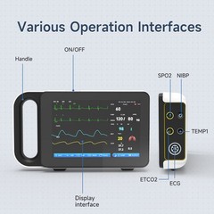 7″ Portable Patient Vital Signs Monitor ECG/NIBP/TEMP/RESP/SPO2/PR Handheld