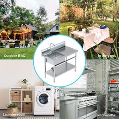 Utility Kitchen Sink Standing Stainless Steel Commercial Restaurant Laundry Sink