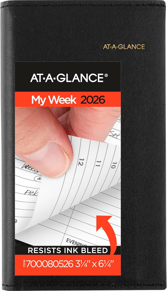 AT-A-GLANCE 2026 Appointment Book Planner, Weekly, Refillable, 3-1/4″ X 6-1/4″,