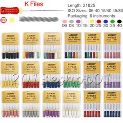 6pcs Dental Endo Root Canal Files Stainless Steel K-Files Hand Use 25/21mm