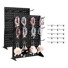 VEVOR Pegboard Display Stand with 15 Hooks Pegboard Panels Display Black (1 PCS)
