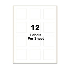 2″ x 2″ Square Labels for Laser/Inkjet, Permanent Adhesive, White Matte 1200L
