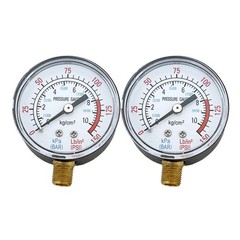 2PC Air Compressor Gauges Hydraulic Gauges 2″ Face Side Mount 1/8″NPT 0-150 PSI