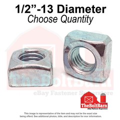 1/2″-13 Grade 2 Steel Square Nuts Zinc Clear Coarse Thread (Pick Quantity)