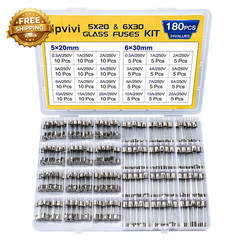 Fast Blow Glass Fuse Assortment Kit, 24 Values Glass Fuses 250V 5X20Mm 0.5A 1A 2