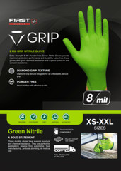 First Glove Volt Orange Nitrile Disposable Gloves 8 Mil Raised Diamond Texture