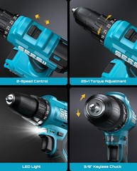 Seesii 21V Cordless Drill Tool Kit – Tool Combo Set Hand Tool Kit Toolbox