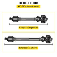 VEVOR PTO Shaft PTO Drive Shaft 1-3/8″ 6 Spline Endw/Slip Clutch T4 43″-59″