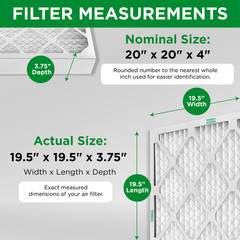 20x20x4 MERV 8 Pleated AC Furnace Air Filters. 4 Pack (Actual Depth: 3-3/4″)