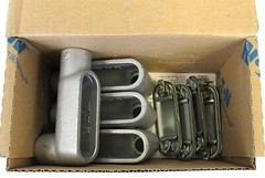 EATON CROUSE HINDS, LB-17, LOT OF 4, 1/2″ METAL CONDUIT BODY, W/ COVERS, NOS S