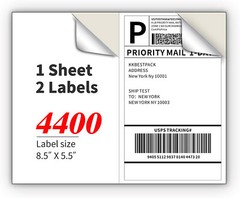 200-11000 Half Sheet Address Shipping Labels Blank Page 8.5 x 5.5 Self Adhesive
