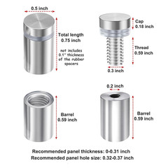 Standoff Screws 1/2 x 3/4 Inch 20 Pack Sign Standoffs 0.5 Inch Stainless Stee…