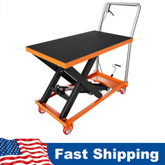 Garvee Hydraulic Scissor Lift Table Cart 1100Lbs 28.5″ Manual Heavy Duty Orange