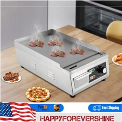 Electric Griddle Flat Top Grill 1300W 15.75″ Hot Plate BBQ Countertop Commercial