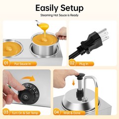 1600W 110V Hot Fudge Nacho Cheese Dispenser Sauce Caramel Melting Warmer Machine