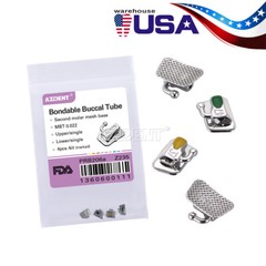10X AZDENT Dental Ortho 1st/2nd Molar Buccal Tube Bondable Roth/MBT 022 018 Tube