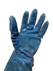 48 Blue Color Latex Gloves Pinked Cuff Chlorinated 4301 Left Hand FAST Shipping