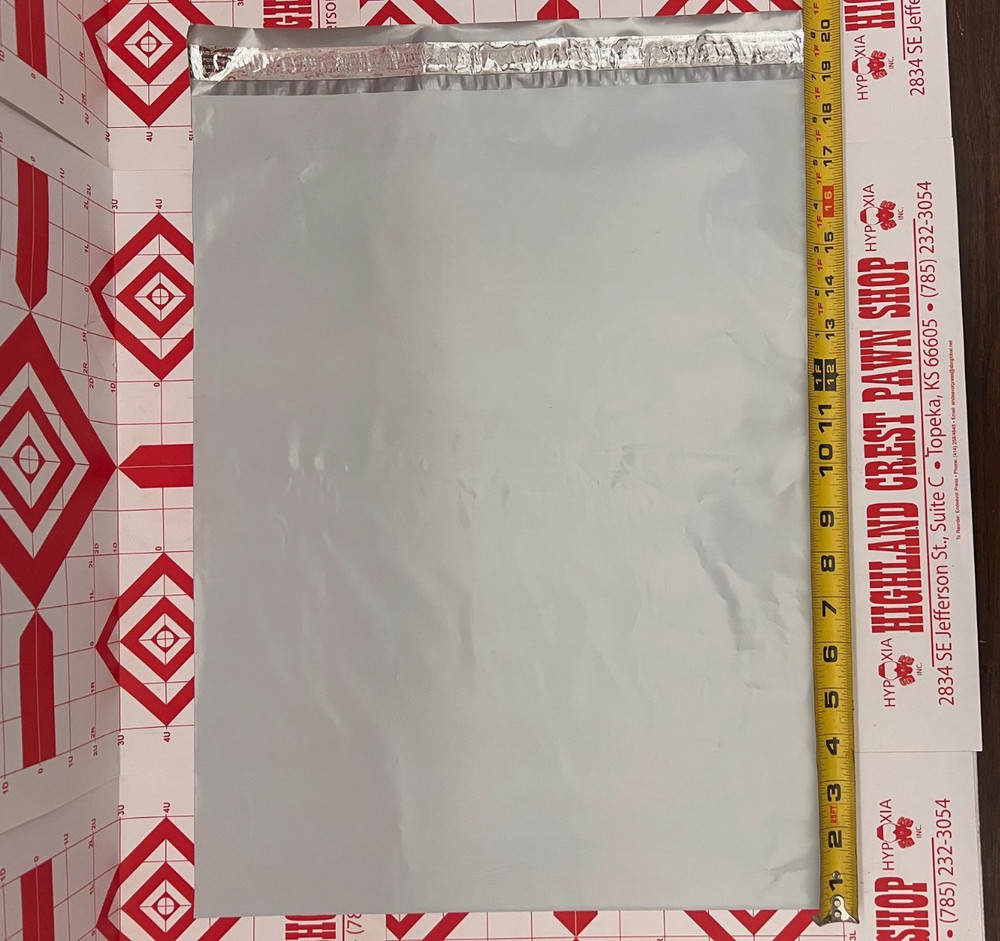 Poly Mailers 2.5 MIL Shipping Bags White/grey self sealing -14.5×19 USA MADE!