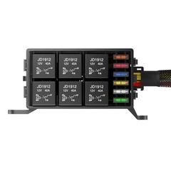 12V Automotive Relay Box, 6 Way Relay Fuse Box 12 AWG Pre-Wired Fuse Circuit Box