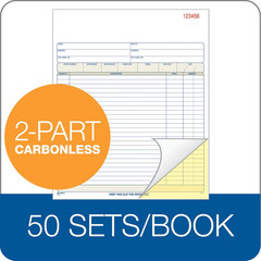 Adams Order Book, 2-Part, Carbonless, White/Canary, 8-3/8 x 10-11/16 Inches, 50