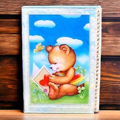 VTG Telephone & Address Book Acrylic 80s Retro Teddy Bear Rainbow Heart Taiwan