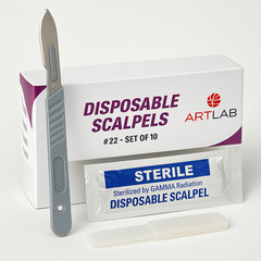 10 PK DISPOSABLE SCALPELS #22-SINGLE USE – DISSECTING, SURGICAL, DERMAPLANING