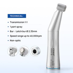 COXO CX235-1B Low Speed Handpiece 1:1 Inner Channel Contra Angle Max40, 000rpm