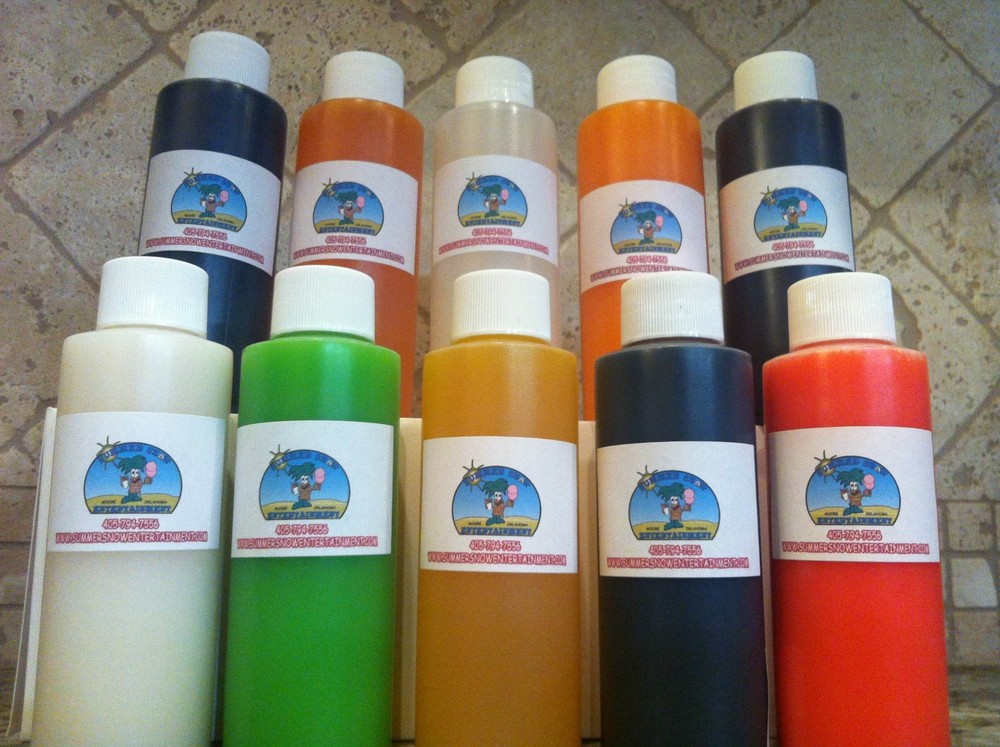 Shaved Ice Snow Cone Concentrate-(5) 4oz Bottles (Each Bottle Makes 1 Gallon)