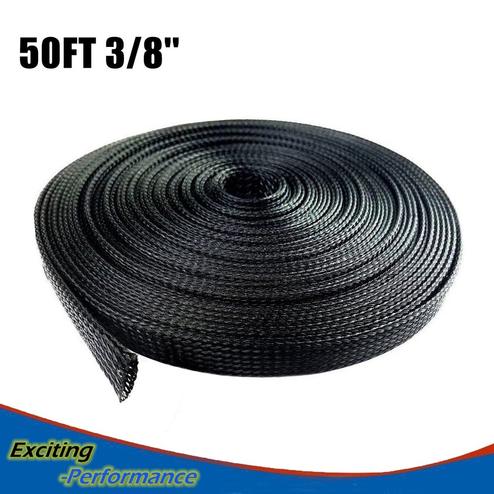 3/8″ 50 FT Black Expandable Wire Cable Sleeving Sheathing Braided Loom Tubing
