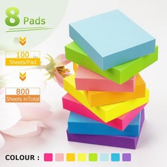 Colorful 1.5×2 Inch Sticky Notes – 8 Pads, 800 Sheets for Effective Reminders