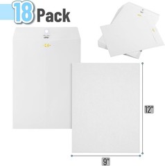 Gummed Flap Clasp Envelopes, 18 Pack, 9×12 Inches White Kraft – Maximum Security