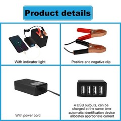 DC Converter with Battery Clip 12V 24V to 5V 8A USB Power Adapter Buck Regulator