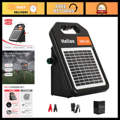 10 Mile Solar Electric Fence Charger – 0.16J Portable Energizer with Day/Night M