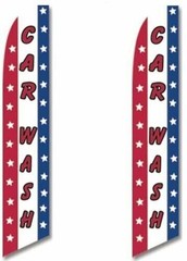 2 (two) Pack Tall Swooper Flags Red White Blue Stripes Stars CAR WASH