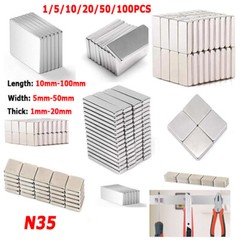 Rectangle NdFeB Block Magnet N35 Strong Craft Rare Earth Magnets Various Sizes