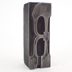 Antique Printing Block Letterpress Ornate Letter R Metal Typography Wooden Mount