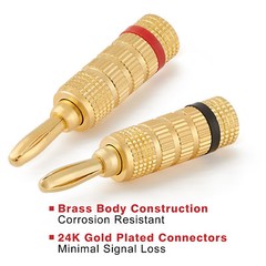 WGGE WG-3333 24k Gold Plated Speaker Banana Plugs-Closed Screw Type (10 Pairs)