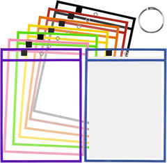 Dry Erase Pocket Sleeves 8 Pack, 13.5X10 Inch Clear Plastic Paper Sleeves, Heavy