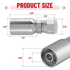 12 Pack 1/2″ Hose x 1/2″ JIC 37° Female Hydraulic Hose End Swivel Crimp Fitting