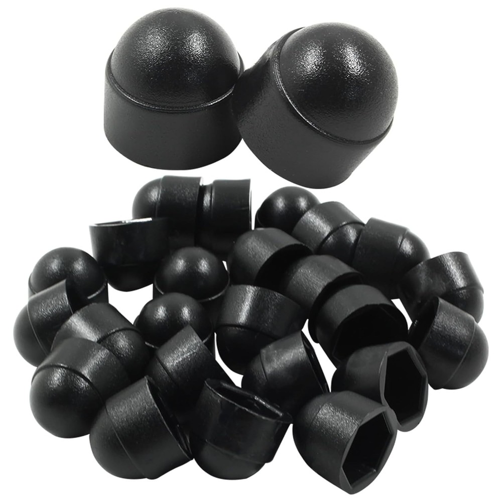 25PCS Hex Head Bolt Covers, Black Dome Bolt Nut Protective Caps, Acorn Hex Cap N
