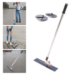 Long Handle Concrete Trowel Cement Surface Smoothing Tool w/ Finishing Shoes NEW