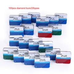 AZDENT 100pcs Dental Diamond FG Burs for High Speed Handpiece Medium FG 1.6mm
